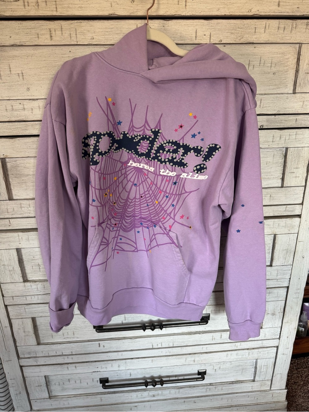 Purple Spider-Web Graphic Hoodie - Unbranded